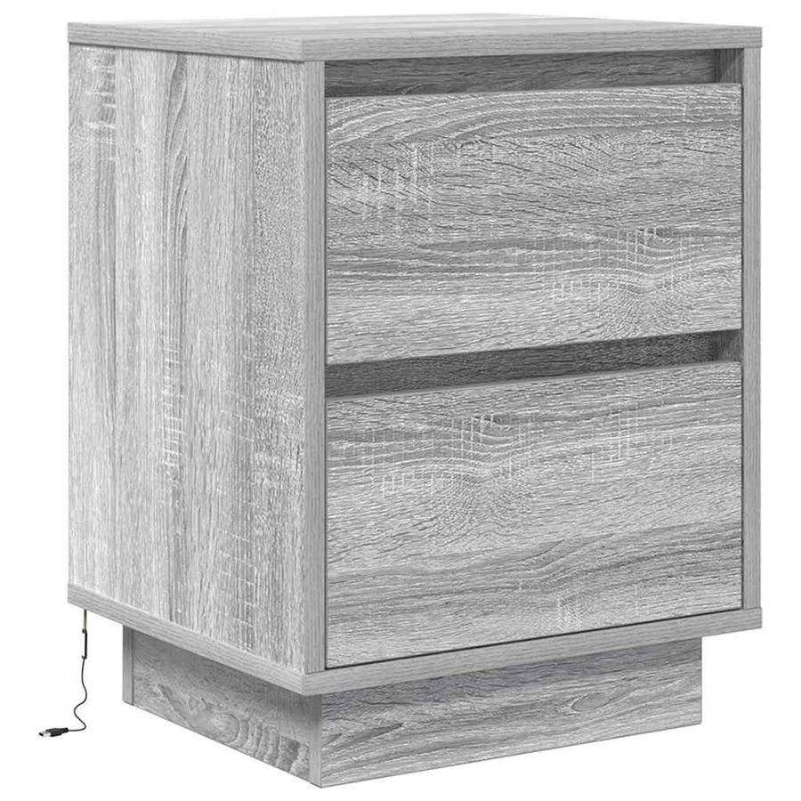 Nachtkastje met LED-verlichting 38x34x50 cm grijs sonoma