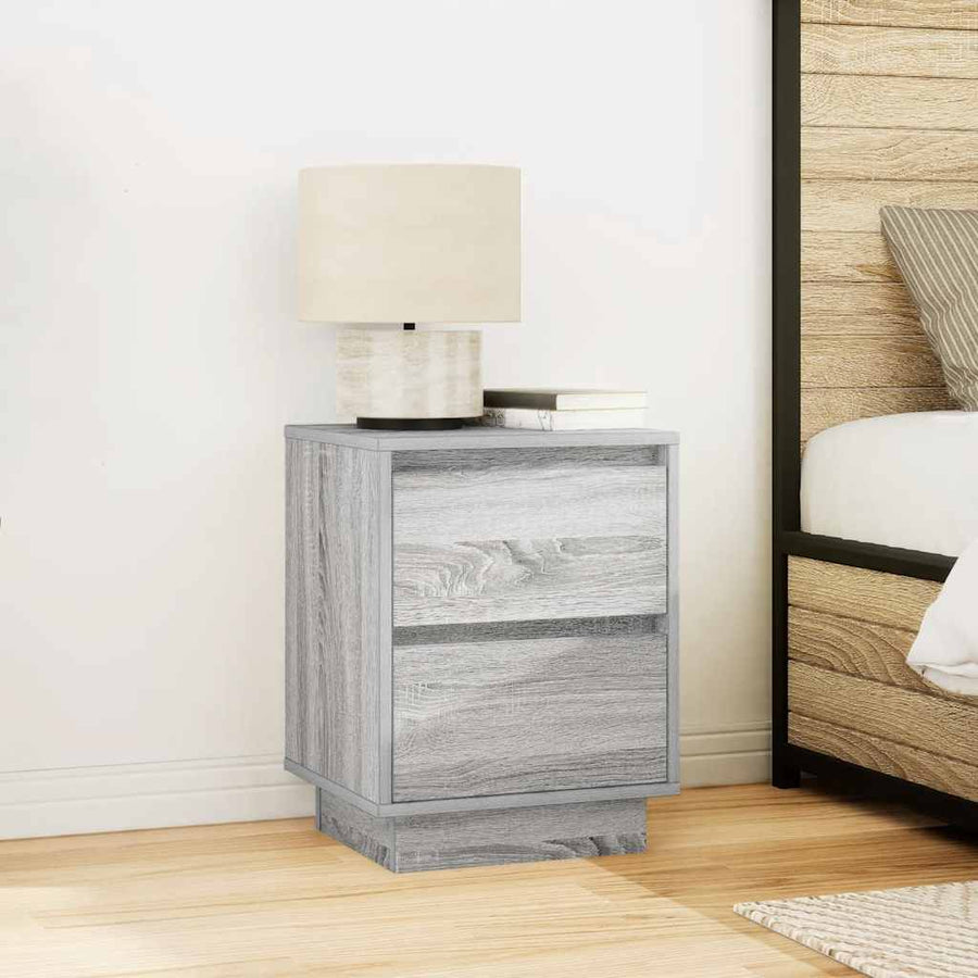 Nachtkastje met LED-verlichting 38x34x50 cm grijs sonoma