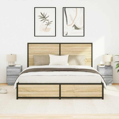 Nachtkastjes met LED 2 st 38x34x50 cm grijs sonoma
