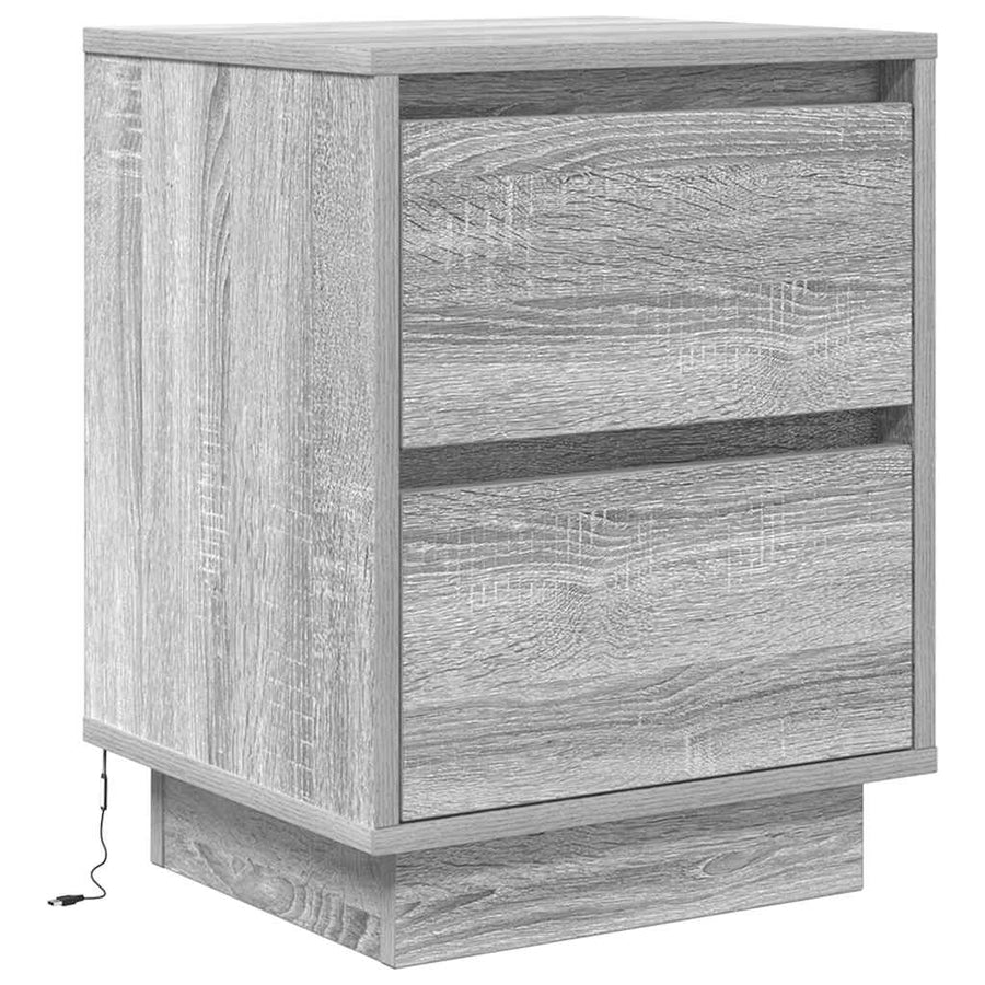 Nachtkastjes met LED 2 st 38x34x50 cm grijs sonoma