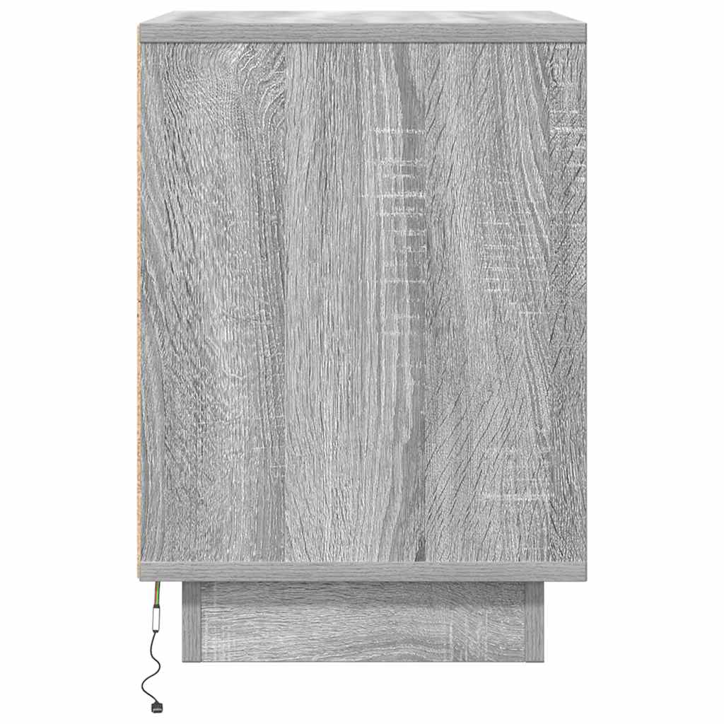 Nachtkastjes met LED 2 st 38x34x50 cm grijs sonoma