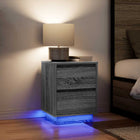 LED Bedside Cabinets 2 pcs 38x34x50 cm Grey Sonoma