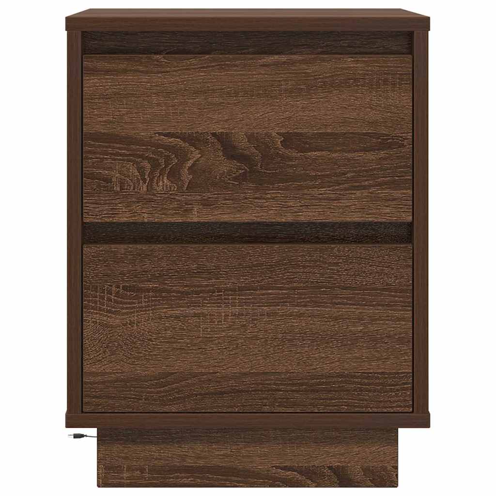 Nachtkastje met LED-verlichting 38x34x50 cm bruin eiken
