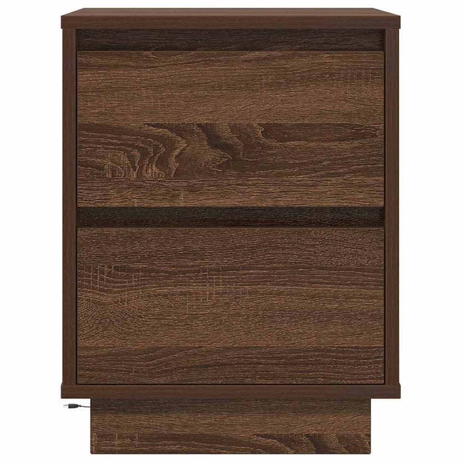 Nachtkastje met LED-verlichting 38x34x50 cm bruin eiken