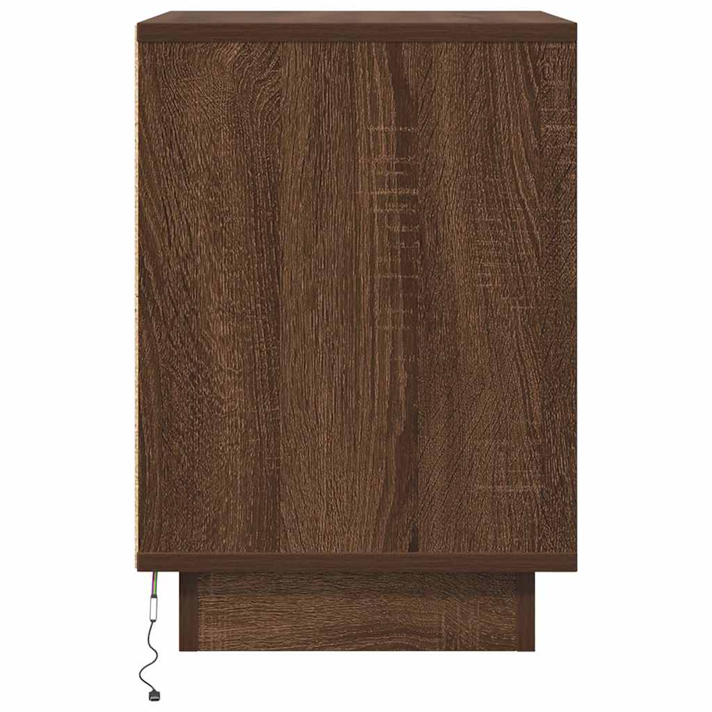Nachtkastje met LED-verlichting 38x34x50 cm bruin eiken