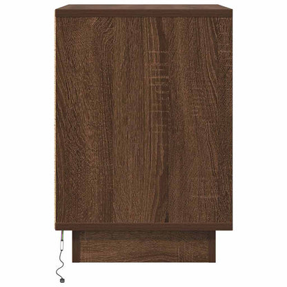 Nachtkastje met LED-verlichting 38x34x50 cm bruin eiken