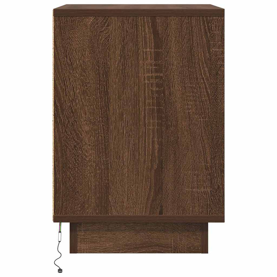 Nachtkastje met LED-verlichting 38x34x50 cm bruin eiken