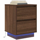 Nightstand with LED Lighting 38x34x50 cm Brown Oak