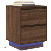 Nachtkastje 38x34x50 cm bruin eiken LED