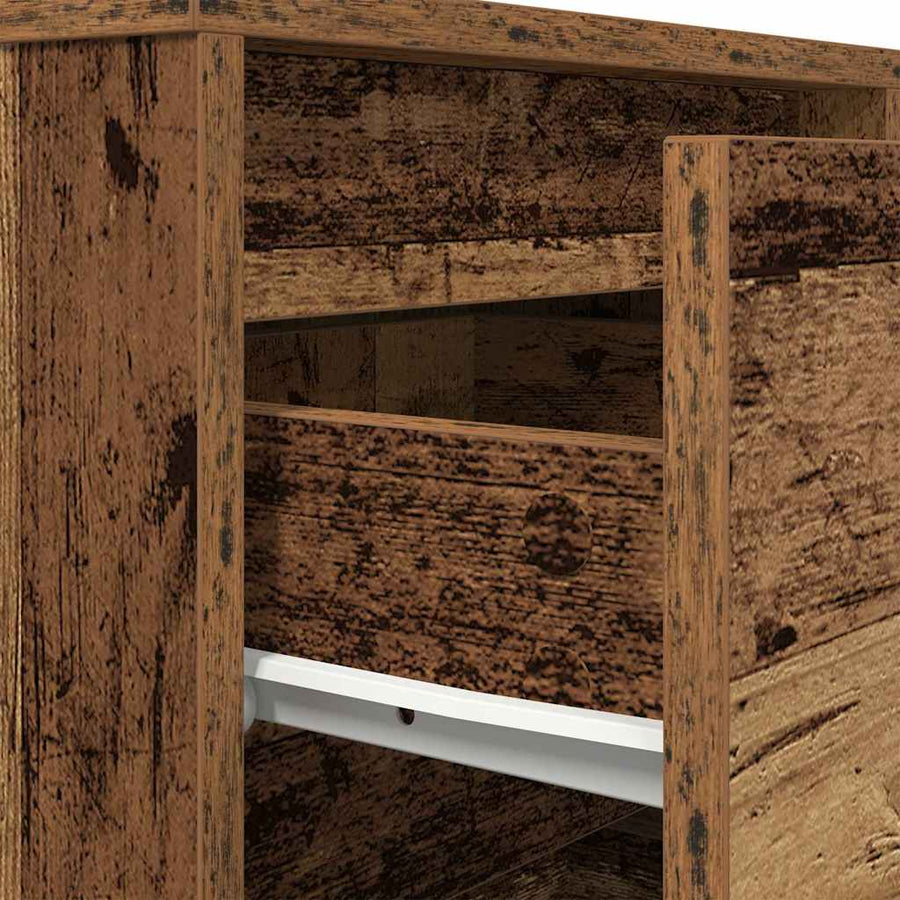 Nachtkastjes met led-verlichting 2 st 38x34x50 cm oud hout