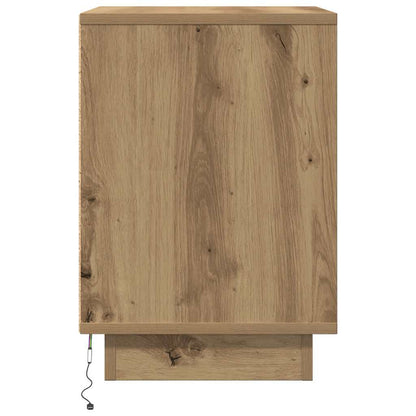 Nachtkastjes met LED 2 st 38x34x50 cm artisanaal eikenkleur