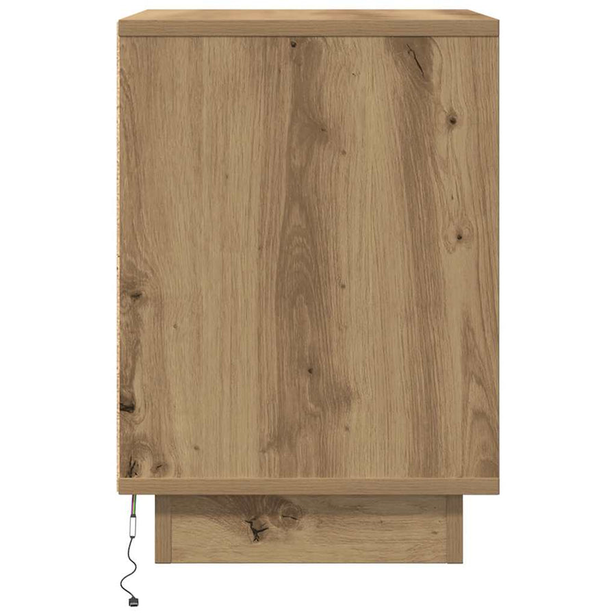 Nachtkastjes met LED 2 st 38x34x50 cm artisanaal eikenkleur