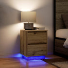 Nachtkastjes 2 st 38x34x50 cm artisanaal eikenkleur LED