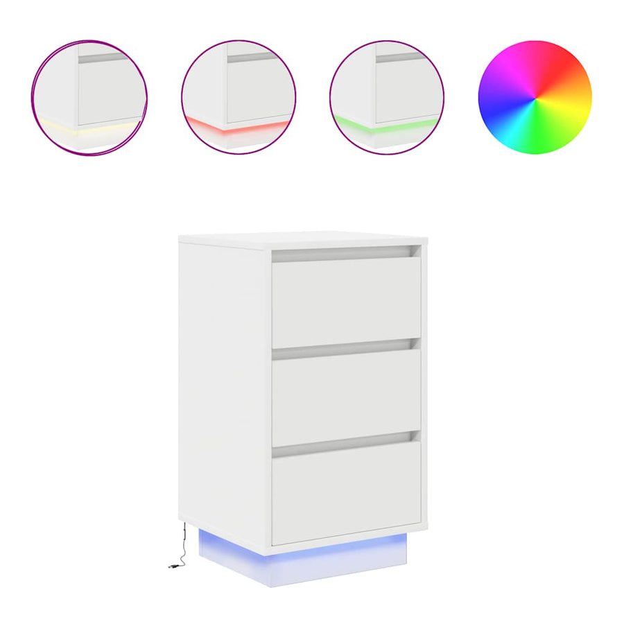 Nachtkastje met LED-verlichting 38x34x65 cm wit