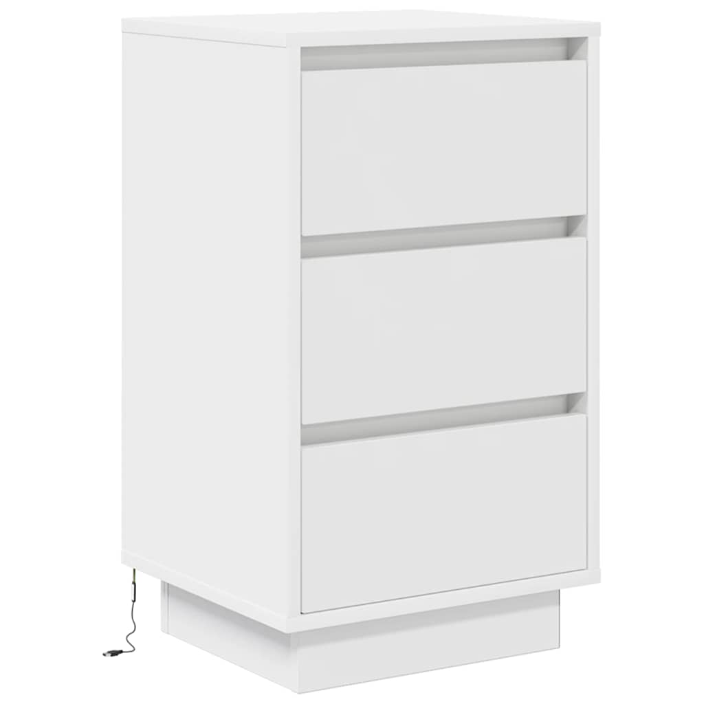 Nachtkastje met LED-verlichting 38x34x65 cm wit