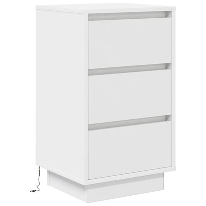 Nachtkastje met LED-verlichting 38x34x65 cm wit