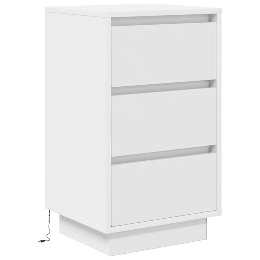 Nachtkastje met LED-verlichting 38x34x65 cm wit