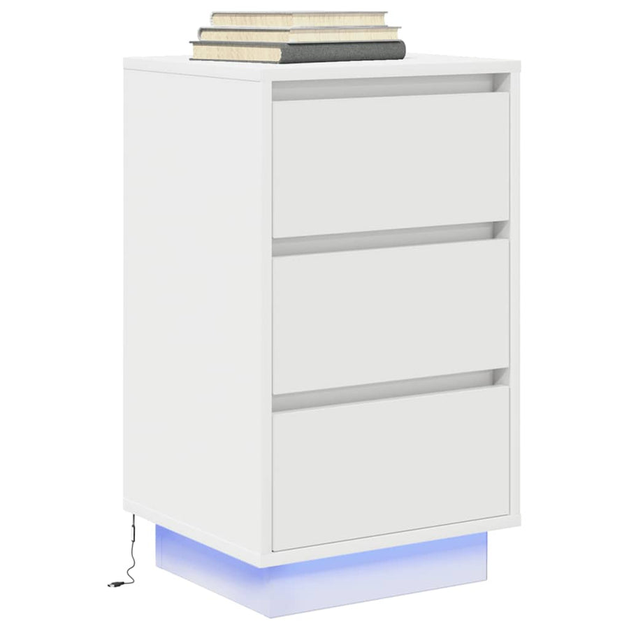 Nachtkastje met LED-verlichting 38x34x65 cm wit