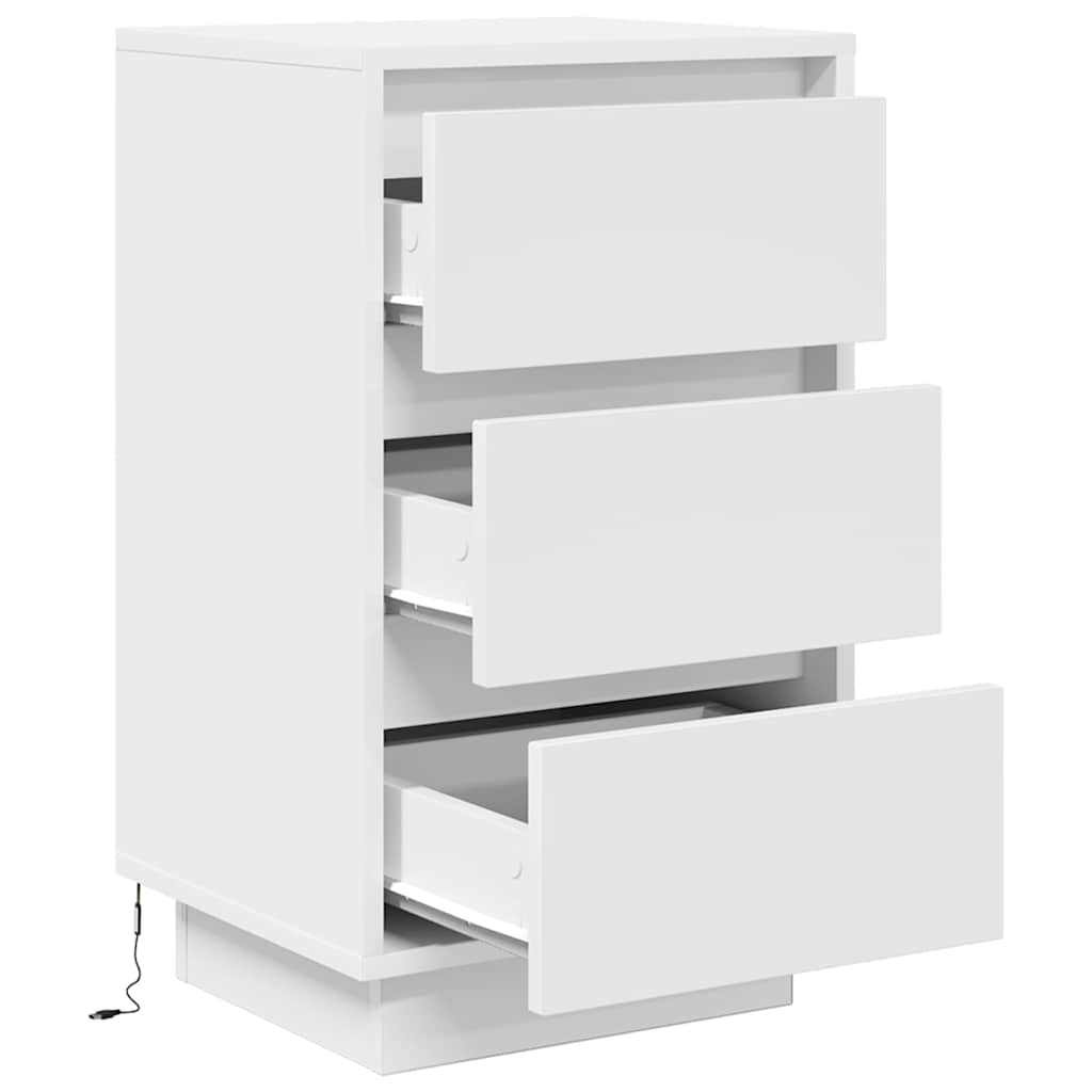 Nachtkastje met LED-verlichting 38x34x65 cm wit