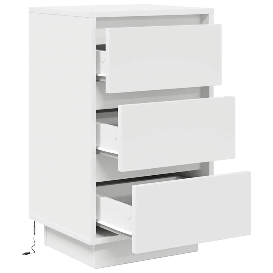 Nachtkastje met LED-verlichting 38x34x65 cm wit