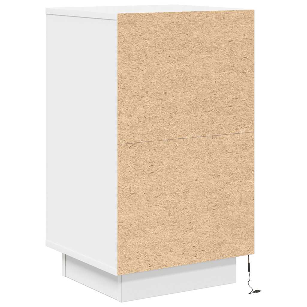 Nachtkastje met LED-verlichting 38x34x65 cm wit