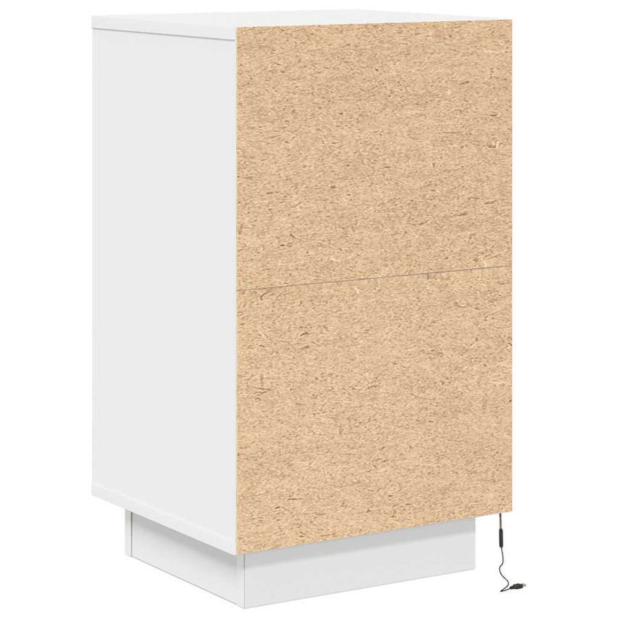 Nachtkastje met LED-verlichting 38x34x65 cm wit