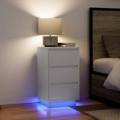 Nachtkastje met LED-verlichting 38x34x65 cm wit