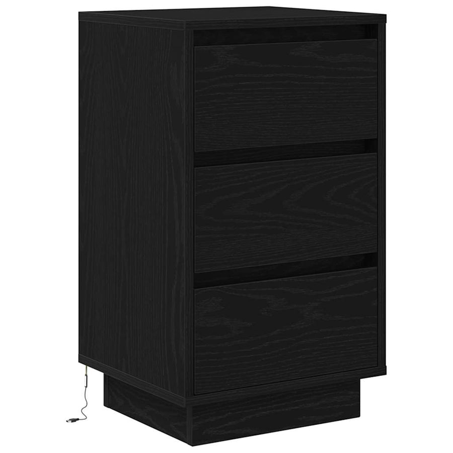 Nachtkastje met LED-verlichting 38x34x65 cm zwart