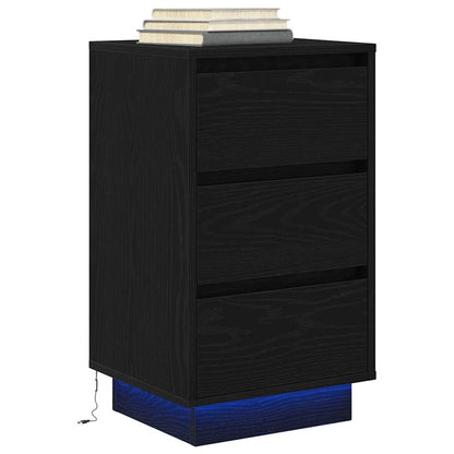 Nachtkastje met LED-verlichting 38x34x65 cm zwart
