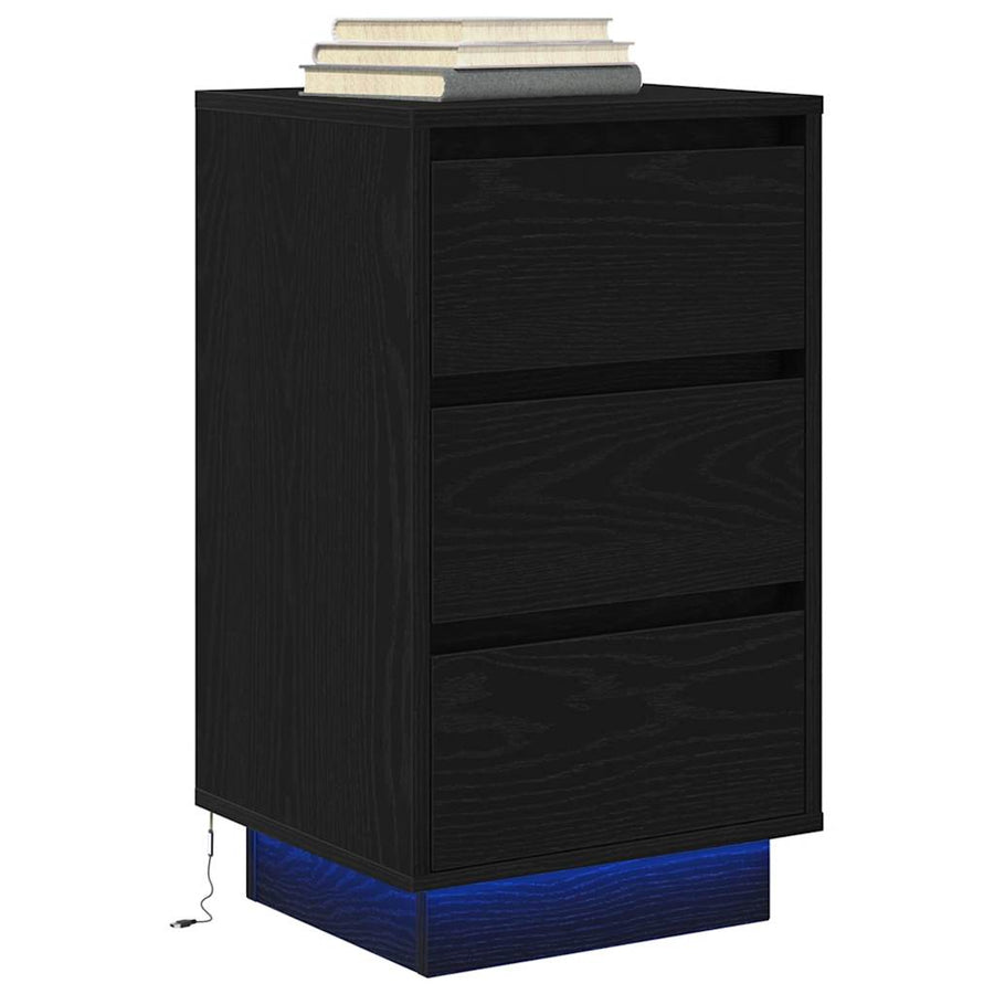 Nachtkastje met LED-verlichting 38x34x65 cm zwart