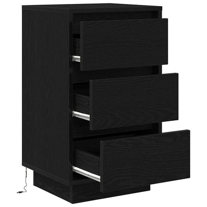 Nachtkastje met LED-verlichting 38x34x65 cm zwart