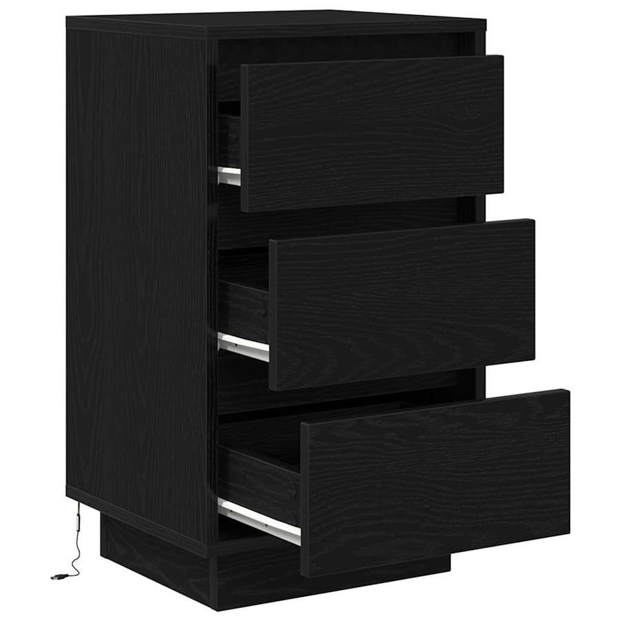 Nachtkastje met LED-verlichting 38x34x65 cm zwart