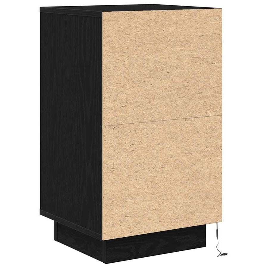 Nachtkastje met LED-verlichting 38x34x65 cm zwart