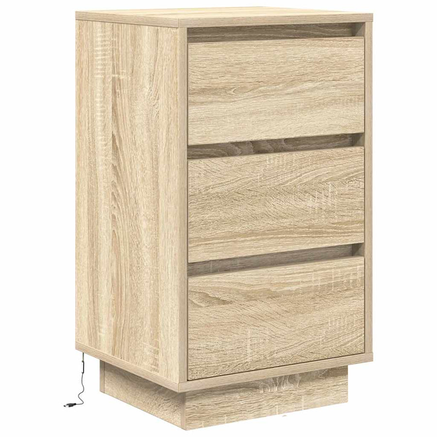 Nachtkastje met led-verlichting 38x34x65 cm sonoma eikenkleurig