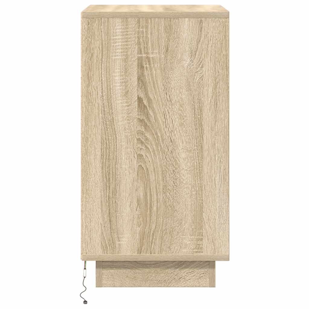 Nachtkastje met led-verlichting 38x34x65 cm sonoma eikenkleurig