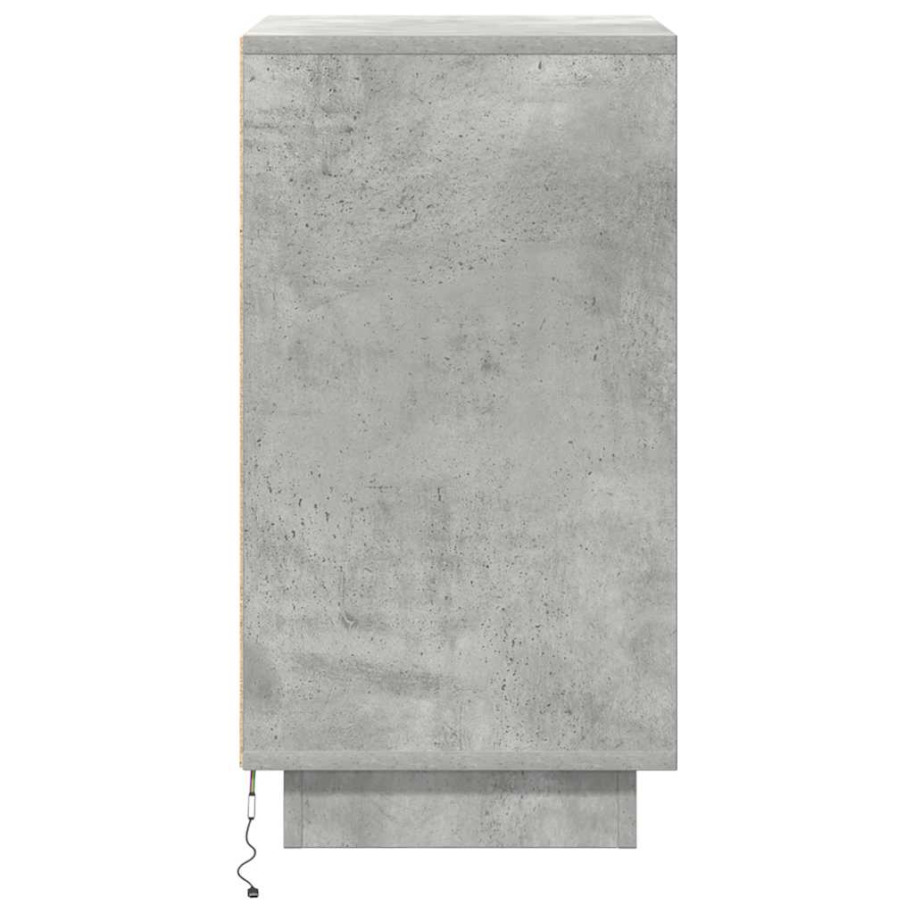 Nachtkastje met LED-verlichting 38x34x65 cm betongrijs