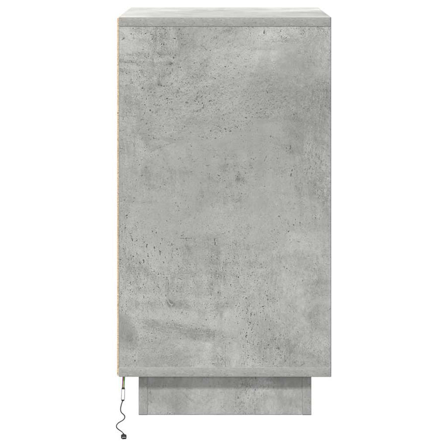 Nachtkastje met LED-verlichting 38x34x65 cm betongrijs