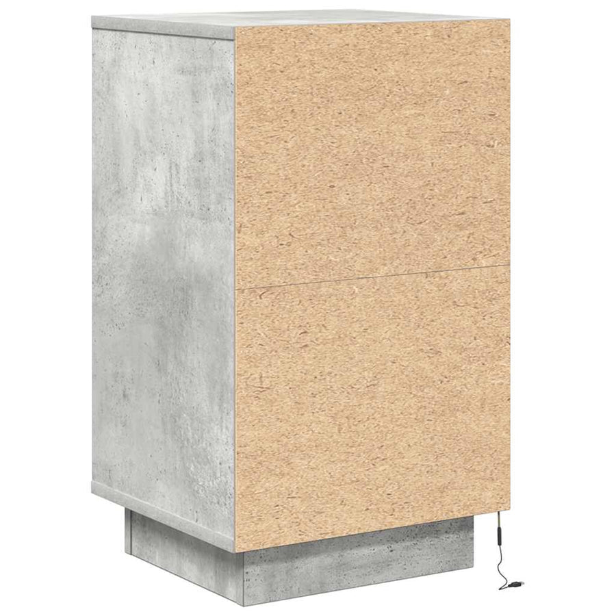 Nachtkastje met LED-verlichting 38x34x65 cm betongrijs