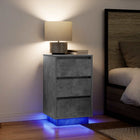 Nachtkastje 38x34x65 cm betongrijs met LED
