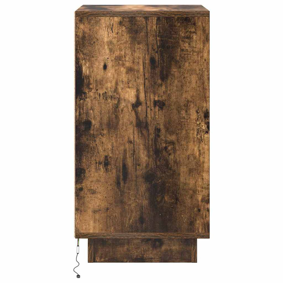 Nachtkastje met LED-verlichting 38x34x65cm gerookt eikenkleurig