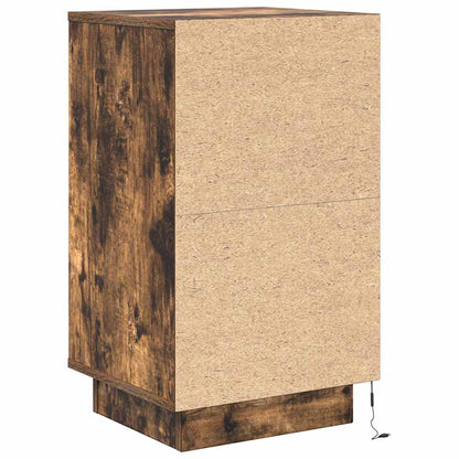 Nachtkastje met LED-verlichting 38x34x65cm gerookt eikenkleurig