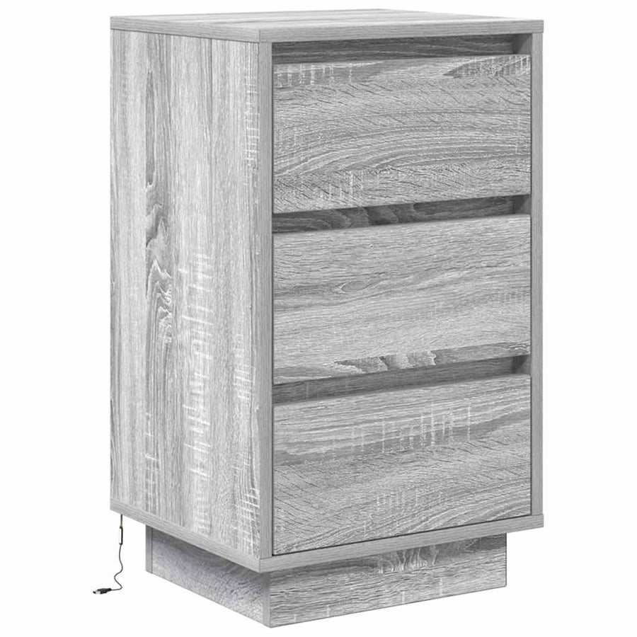 Nachtkastje met LED-verlichting 38x34x65 cm grijs sonoma