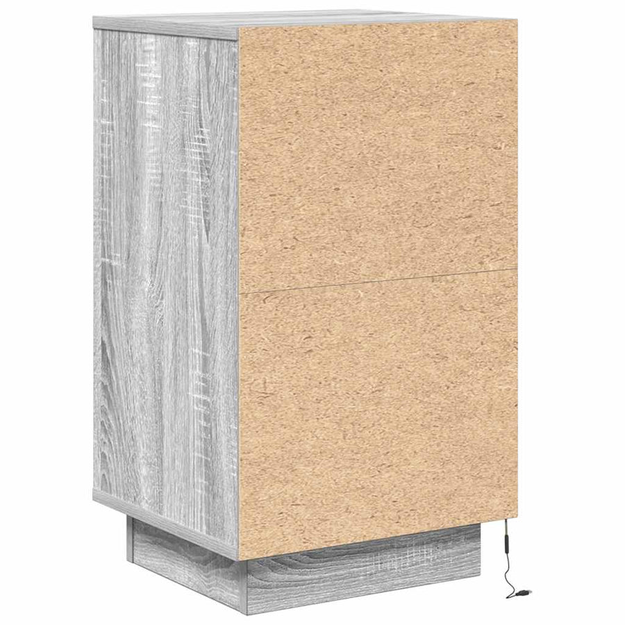 Nachtkastje met LED-verlichting 38x34x65 cm grijs sonoma