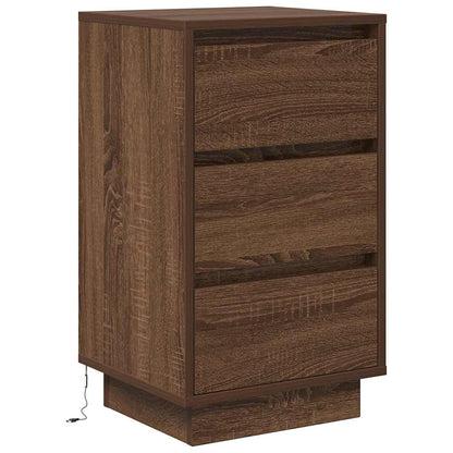 Nachtkastje met LED-verlichting 38x34x65 cm bruin eiken