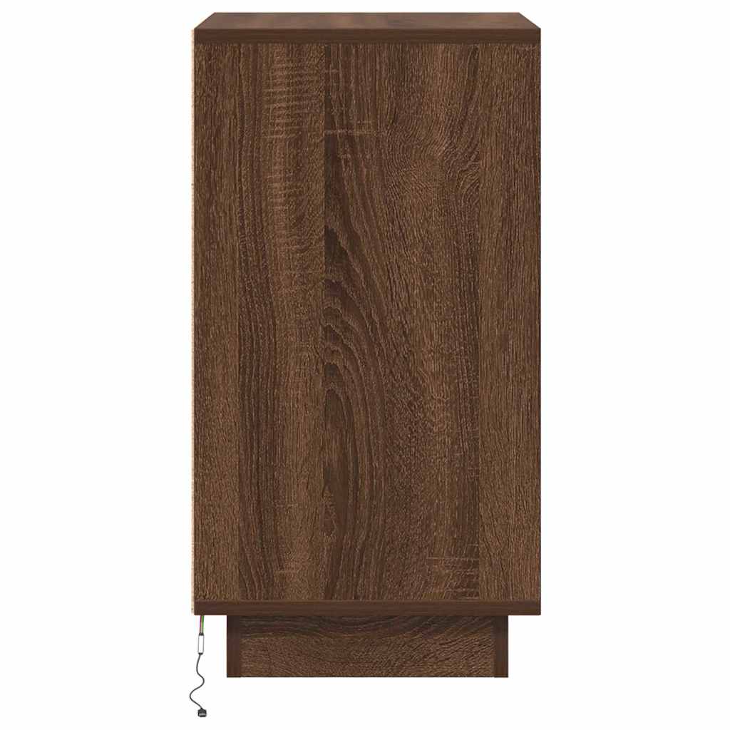 Nachtkastje met LED-verlichting 38x34x65 cm bruin eiken