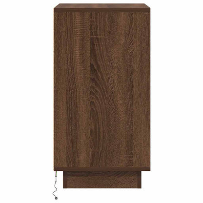 Nachtkastje met LED-verlichting 38x34x65 cm bruin eiken