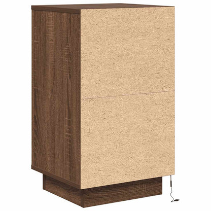 Nachtkastje met LED-verlichting 38x34x65 cm bruin eiken