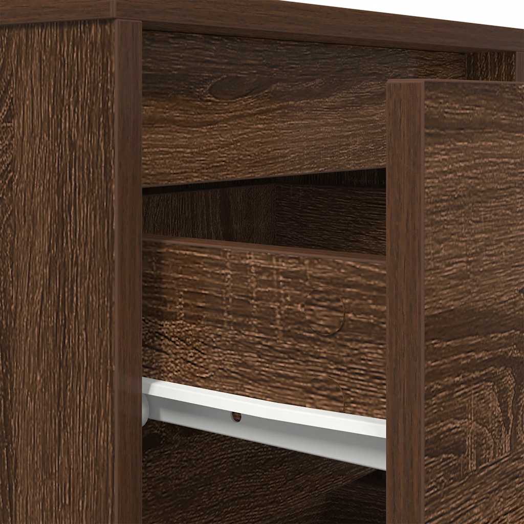 Nachtkastje met LED-verlichting 38x34x65 cm bruin eiken