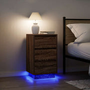 Nachtkastje bruin eiken 38x34x65 cm met LED