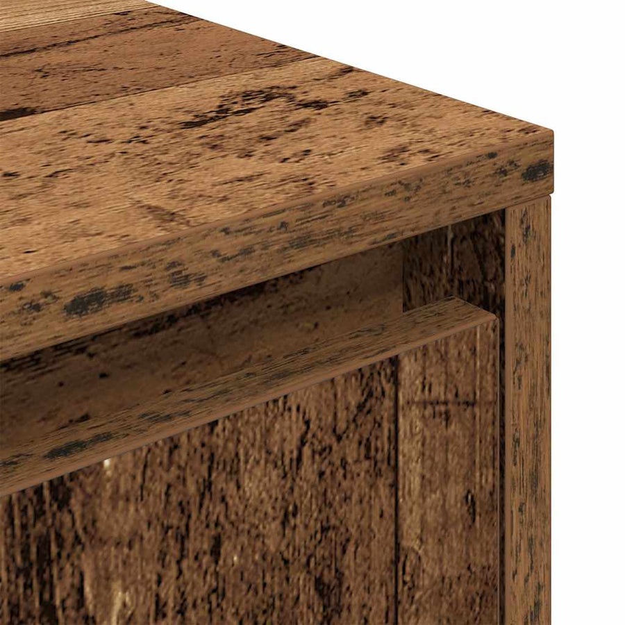 Nachtkastje met LED-verlichting 38x34x65 cm oud hout